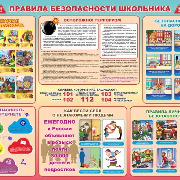 Стенд 'Правила безопасности школьника'