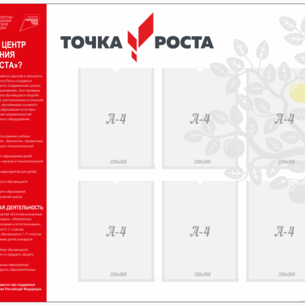 Стенд "Точка роста" с 6 карманами