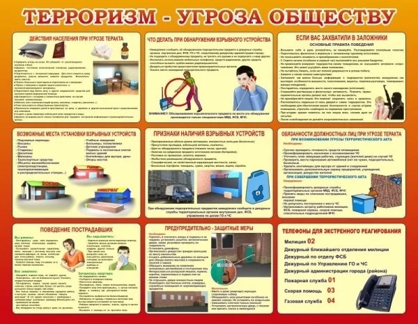 Стенд настенный «Терроризм угроза обществу», 
0,8х0,9 м