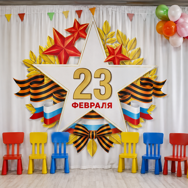 Занавес для сцены «23 Февраля - Звезда» (2,8х4,5м)